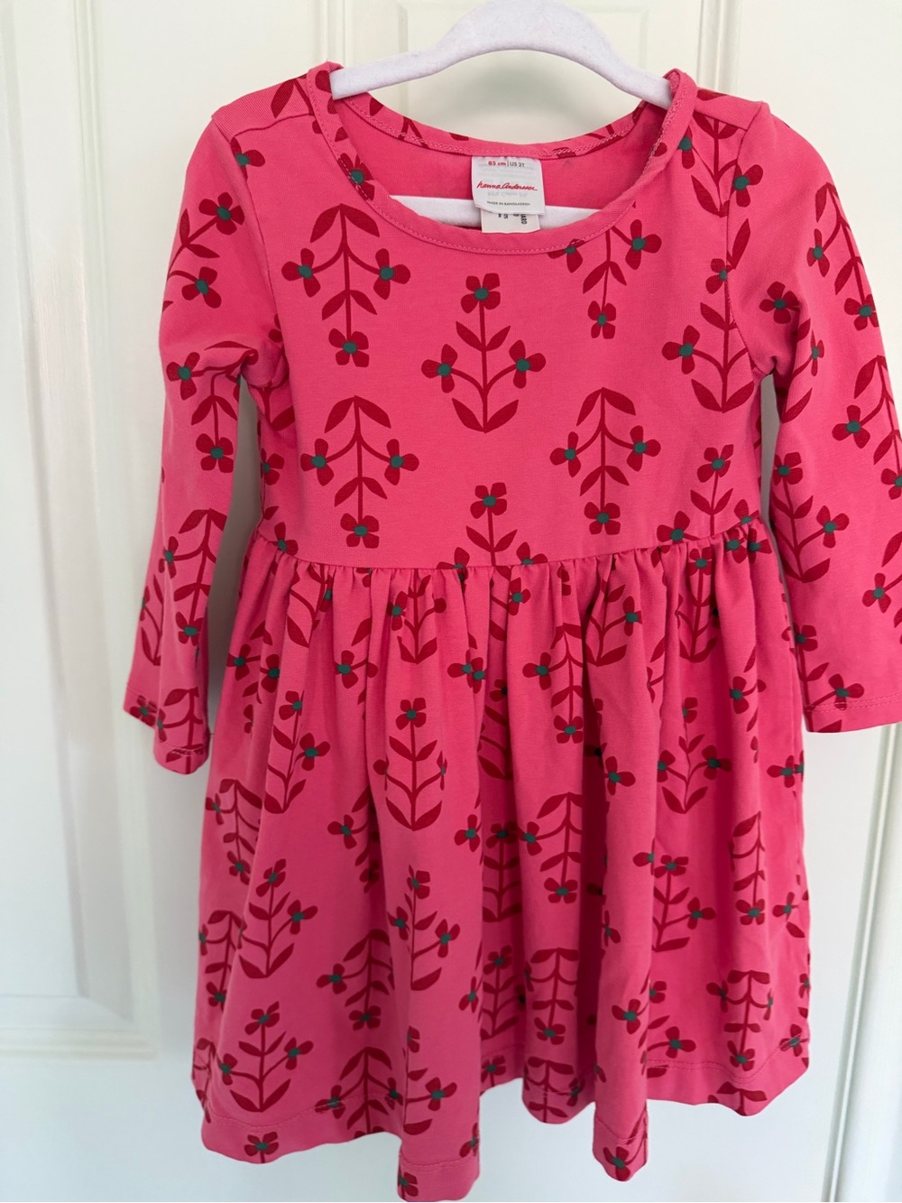 Hanna Andersson Pink Floral Knit Long-Sleeve Skater Dress - 2T